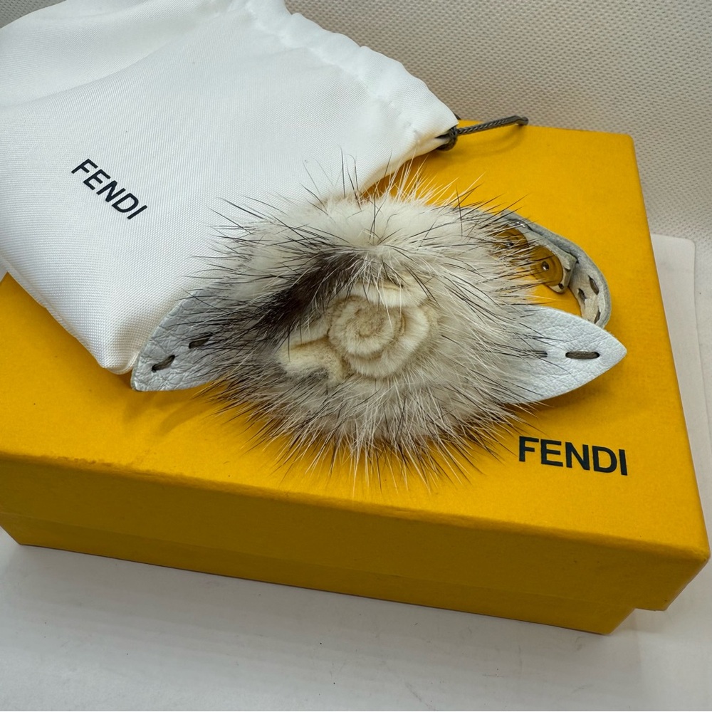Fendi Selleria Mink Fur Flower Leather Bracelet